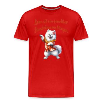 Liebe ist ein feuchter Hundekuss am Morgen - Männer Premium Bio T-Shirt - Rot - Vorne - Damien (186cm)