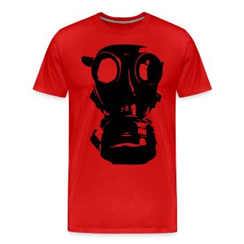 masque à gaz, le crâne, le crâne, la protection - T-shirt bio Premium Homme - rouge - Devant - Damien (186cm)