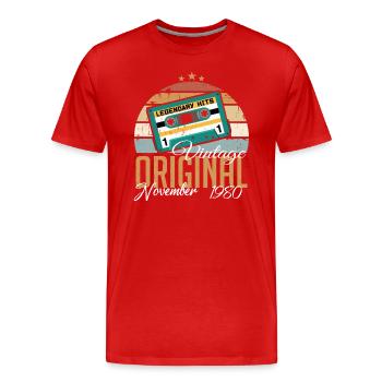 Né en novembre 1980 Rétro - T-shirt bio Premium Homme - rouge - Devant - Damien (186cm)