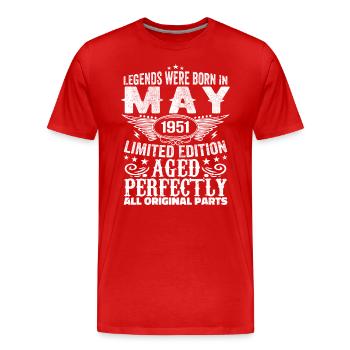 Mai 1951 Geburtstagsgeschenk Mai 1951 Mai - Männer Premium Bio T-Shirt - Rot - Vorne - Damien (186cm)