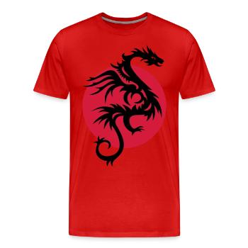 DRAGON SUN - Männer Premium Bio T-Shirt - Rot - Vorne - Damien (186cm)