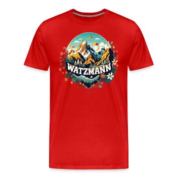 Watzmann Schönheit Alpenblumen Begeisterung Stolz - Männer Premium Bio T-Shirt - Rot - Vorne - Damien (186cm)