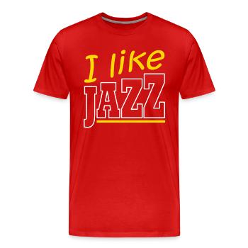 Ich mag Jazz - Männer Premium Bio T-Shirt - Rot - Vorne - Damien (186cm)