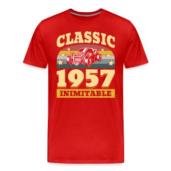 Classic since 1957 - Anniversary 65 years - Men's Premium Organic T-Shirt - red - Front - Damien (186cm)