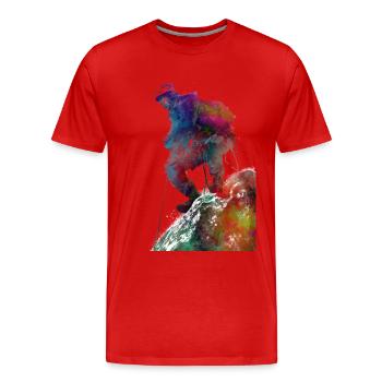 Mountaineer climbing sport art #mountaineer #climb - Men's Premium Organic T-Shirt - red - Front - Damien (186cm)