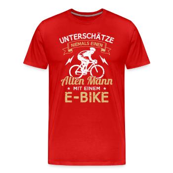 Fahrrad Rentner E-Bike Radfahrer - Männer Premium Bio T-Shirt - Rot - Vorne - Damien (186cm)
