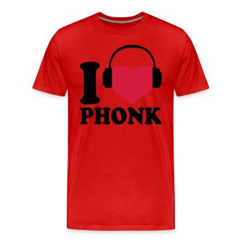 J'adore La Phonk - Aime La Musique Phonk - T-shirt bio Premium Homme - rouge - Devant - Damien (186cm)