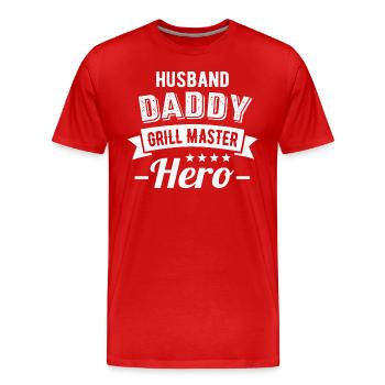 Ehemann Papa Grillmeister Held Vatertag - Männer Premium Bio T-Shirt - Rot - Vorne - Damien (186cm)