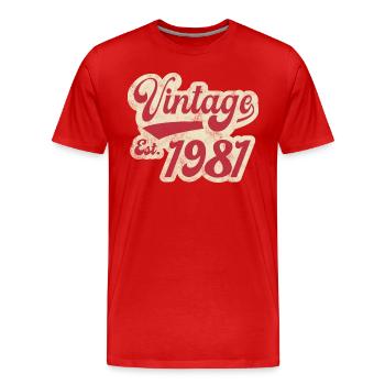 Vintage Est 1981 - T-shirt bio Premium Homme - rouge - Devant - Damien (186cm)