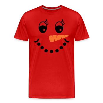 Frohe Weihnachten Kostüm Gesicht Schneemann - Männer Premium Bio T-Shirt - Rot - Vorne - Damien (186cm)