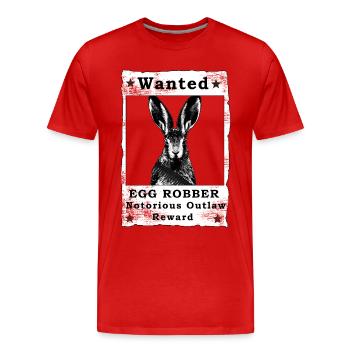 Easter Rabbbit Wanted Egg Robber OutlawTheft - Men's Premium Organic T-Shirt - red - Front - Damien (186cm)