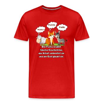 Sheep Donkey Fox - Men's Premium Organic T-Shirt - red - Front - Damien (186cm)