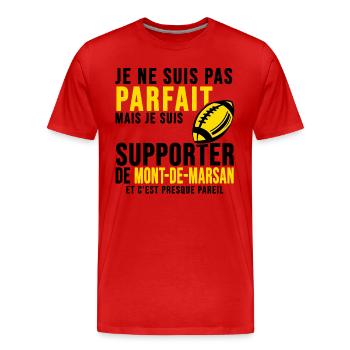 rugby stade Mont de marsan club rugby montois SM - T-shirt bio Premium Homme - rouge - Devant - Damien (186cm)