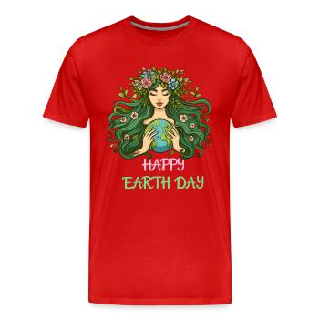 Happy Earth Day Mother Earth Nature Environment Globe - Men's Premium Organic T-Shirt - red - Front - Damien (186cm)