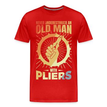 Old electronics technician - Men's Premium Organic T-Shirt - red - Front - Damien (186cm)