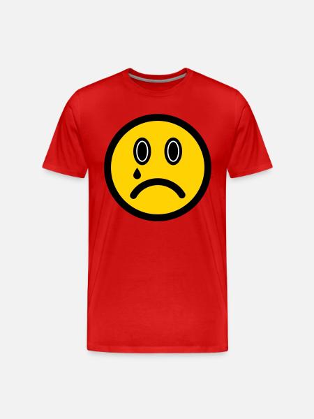 Weinendes Emoticon - Bildsymbol - Strichgesicht - Männer Premium Bio T-Shirt - Rot
