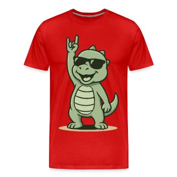 Dino rocks! - Men's Premium Organic T-Shirt - red - Front - Damien (186cm)