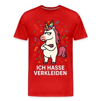 Carnival Muffle Costume Funny Unicorn Dress Up - Men's Premium Organic T-Shirt - red - Front - Damien (186cm)