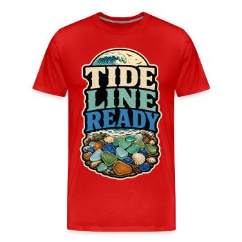 TIDE LINE READY - Männer Premium Bio T-Shirt - Rot - Vorne - Damien (186cm)