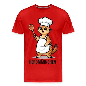 Herdmännchen Koch Gastronomie Beikoch Lustig  - Männer Premium Bio T-Shirt - Rot - Vorne - Damien (186cm)