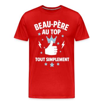 Beau-père au top cadeau beau père - T-shirt bio Premium Homme - rouge - Devant - Damien (186cm)