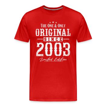 Original since 2003 - Men's Premium Organic T-Shirt - red - Front - Damien (186cm)