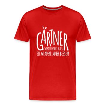 lustiges Gärtner Shirt - Geschenk für Gärtner - Männer Premium Bio T-Shirt - Rot - Vorne - Damien (186cm)