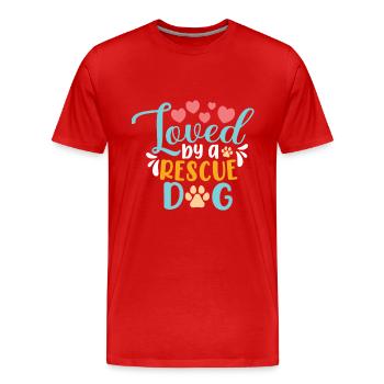 DOG RESCUE / ANIMAL RESCUE: loved by a Rescue Dog - Men's Premium Organic T-Shirt - red - Front - Damien (186cm)
