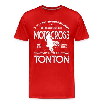 tonton aime motocross cadeau cool moto cross oncle - T-shirt bio Premium Homme - rouge - Devant - Damien (186cm)