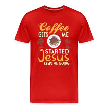 Coffee Christianity Jesus God Christian Faith Gift - Männer Premium Bio T-Shirt - Rot - Vorne - Damien (186cm)