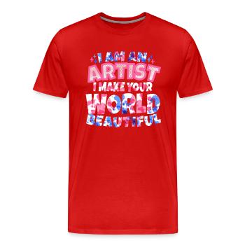 Artist Painting Painter Art Color Art Teacher - Men's Premium Organic T-Shirt - red - Front - Damien (186cm)