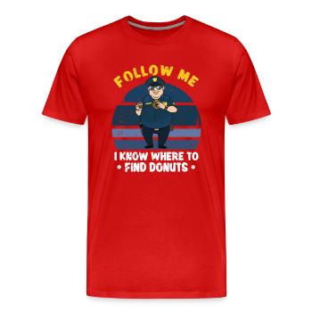 Police Cop Officer Police Office - Men's Premium Organic T-Shirt - red - Front - Damien (186cm)