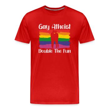 Gay LGBTQ Atheist Atheism Anti Religion Securalism - Men's Premium Organic T-Shirt - red - Front - Damien (186cm)