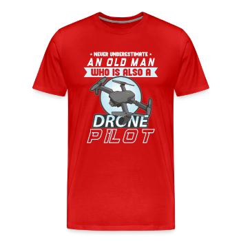 Drohne Pilot Opa Geschenkidee Alter Mann Mit - Männer Premium Bio T-Shirt - Rot - Vorne - Damien (186cm)