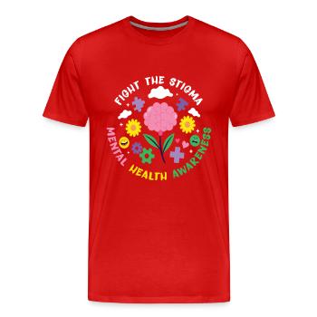 Sensibilisation à la santé mentale Dépression Suicide Prévenir - T-shirt bio Premium Homme - rouge - Devant - Damien (186cm)