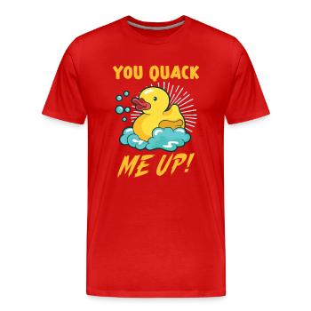 Canard en caoutchouc Canards Chasse aux oiseaux Amateur de canard Idée cadeau - T-shirt bio Premium Homme - rouge - Devant - Damien (186cm)