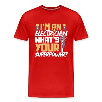 Electrician Electrical Engineer Lineman Electrical - Men's Premium Organic T-Shirt - red - Front - Damien (186cm)