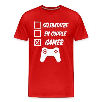 gamer - T-shirt bio Premium Homme - rouge - Devant - Damien (186cm)