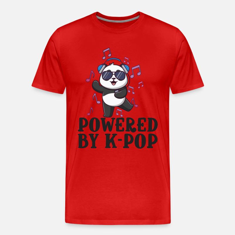 Alimenté par K-Pop Panda Kpop Merch K-pop Merch - T-shirt bio Premium Homme - rouge