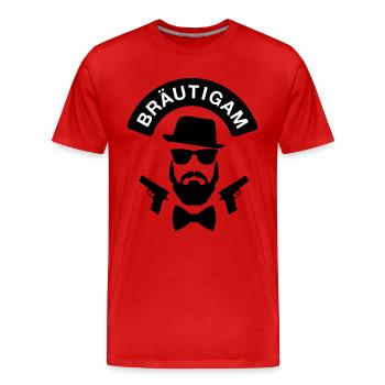 Bräutigam T-Shirt - JGA Shirt - Bachelor - Party - Männer Premium Bio T-Shirt - Rot - Vorne - Damien (186cm)