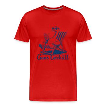 Gans Gechillt - Coole Gans im Liegestuhl - Männer Premium Bio T-Shirt - Rot - Vorne - Damien (186cm)
