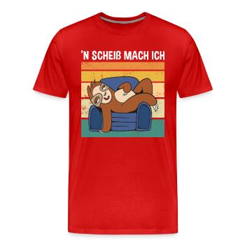 N Scheiß Mach Ich Süßes Faultier - Männer Premium Bio T-Shirt - Rot - Vorne - Damien (186cm)