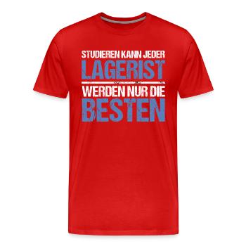 Tout le monde peut étudier - Lagerist Edition - T-shirt bio Premium Homme - rouge - Devant - Damien (186cm)