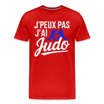 Ich kann nicht, ich kann Judo haben - Männer Premium Bio T-Shirt - Rot - Vorne - Damien (186cm)