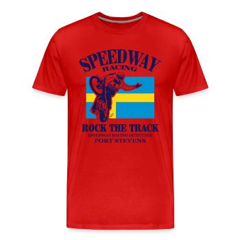 Speedway - Sweden - Men's Premium Organic T-Shirt - red - Front - Damien (186cm)