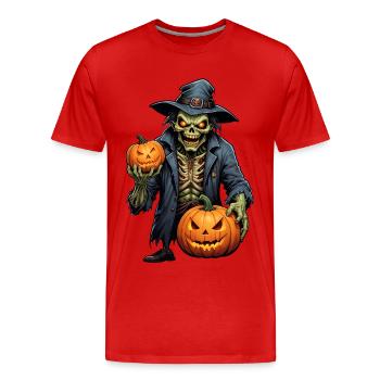 Halloween - Horreur zombie Horreur avec citrouille - T-shirt bio Premium Homme - rouge - Devant - Damien (186cm)