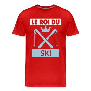 Le roi du ski Skieur Montagne Sports d'hiver Noël - T-shirt bio Premium Homme - rouge - Devant - Damien (186cm)