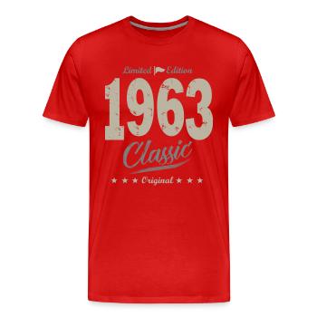 LIMITED EDITION born in 1963 anniversary 59 years - Men's Premium Organic T-Shirt - red - Front - Damien (186cm)