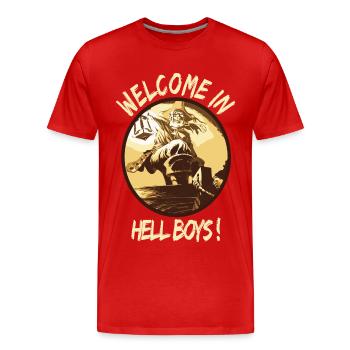 Welcome in Hell Boys T-Shirt - Men's Premium Organic T-Shirt - red - Front - Damien (186cm)