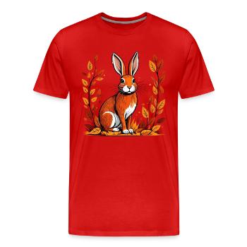 Autumn rabbit - Men's Premium Organic T-Shirt - red - Front - Damien (186cm)